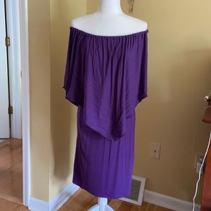 Purple off the shoulder dress